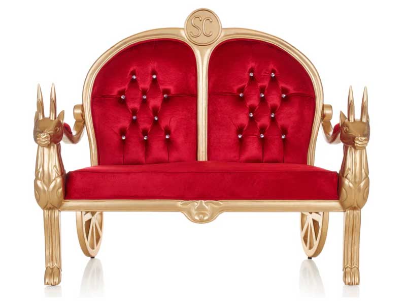 Red and Gold Santa Loveseat Image